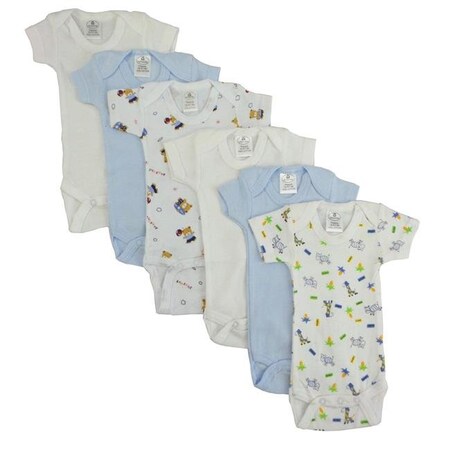 CS-004NB-004NB Boys Short Sleeve with Printed44; White & Blue - Preemie